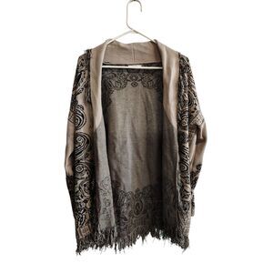 Sioni‎ Beige Black Cardigan Fits To Size